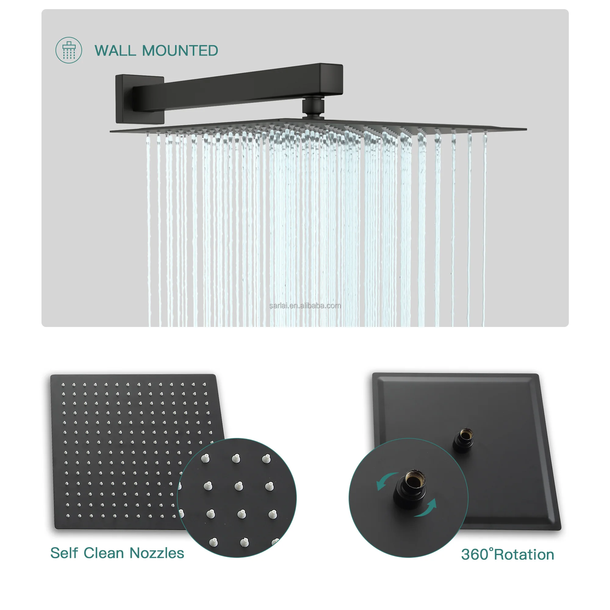 Black Rain-Shaped Shower Set Luxury Shower Rain Heads Showers Multifunction Set