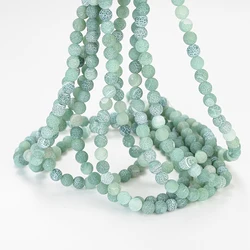 4 6 8 10 12mm Round Natural Stone Beads Frost Green Cracked Onyx Loose Spacer Beads For Jewelry Making DIY Bracelet Necklace