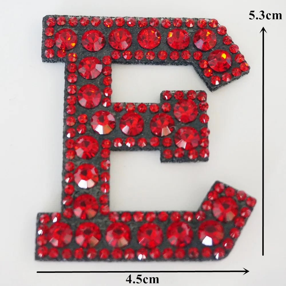 A-Z Wine Red Rhinestone English Alphabet Letter Iron Sew On Patch Badges 3D Patches Bag Hat Jeans Applique Clothes DIY Crafts