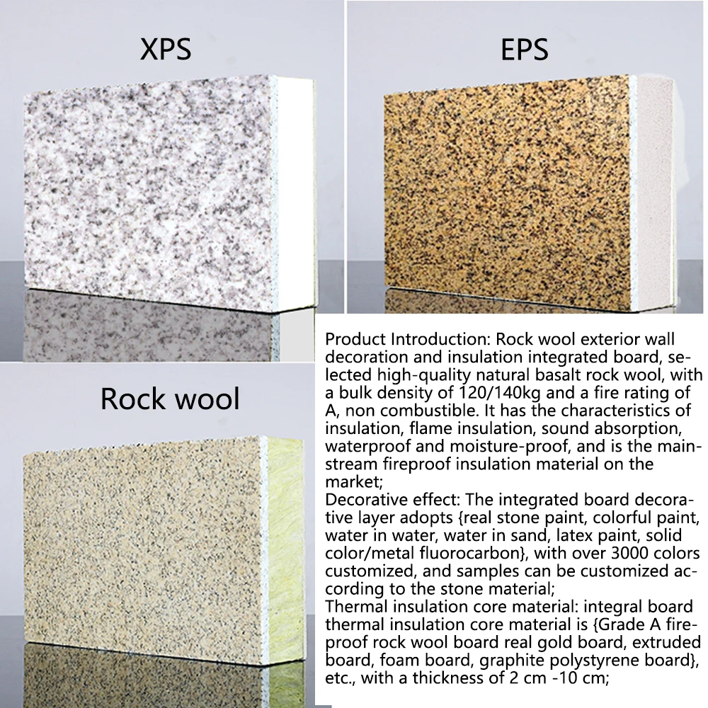 Villa Construction Exterior Wall Rock Wool & Eps Xps Board Decorative Plates Heat Insulation Composite Board