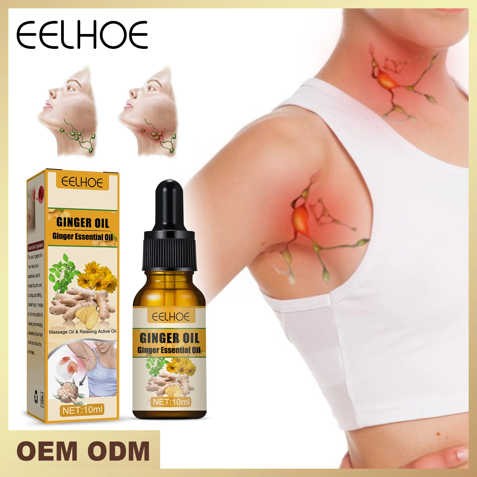 Ginger Slimming Essential Oil 10ml Ginger Oil Lymphatic Drainage Therapy Plant Essential Oil Promote Metabolism Body Care