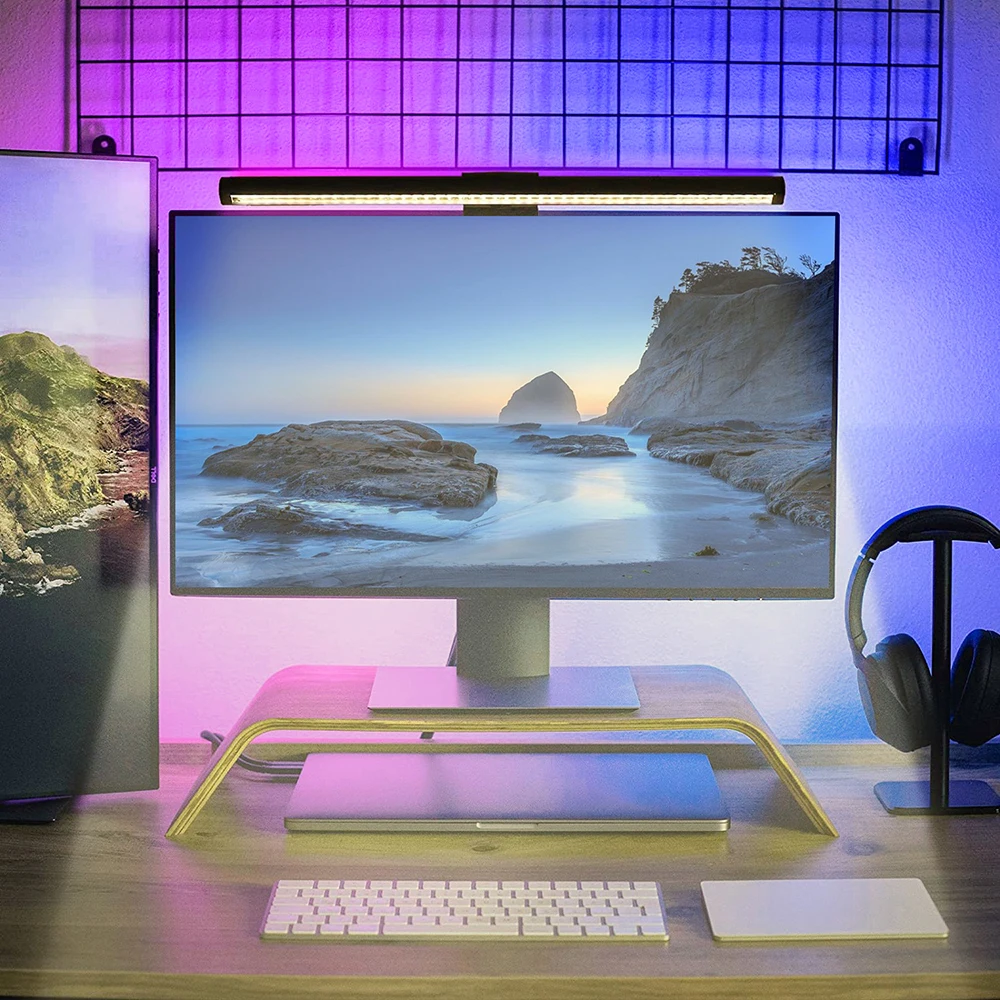 Office Desk Computer Monitor Lamp USB Screen Hanging Computer Monitor LED Lights Bar Adjustable Light RGBIC Pro Clip Lights