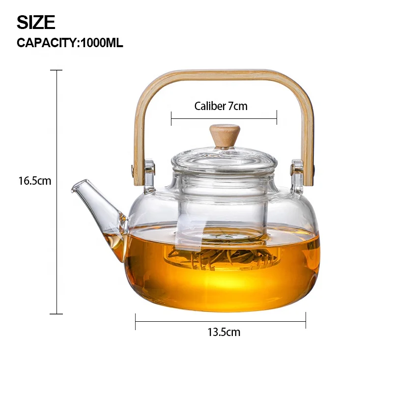 30oz glass Tea Kettle and tea pot Maker Glass Teapot with Removable Loose Tea Infuser Stovetop Safe Glass teapot