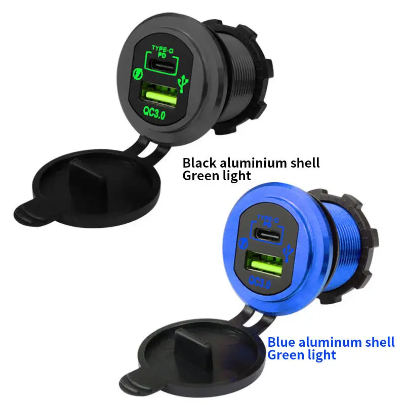 Новый Тип двойного порта USB Интеллектуальное Быстрое зарядное устройство QC3.0 + PD металлическое модифицированное автомобильное с апертурой 12 В для