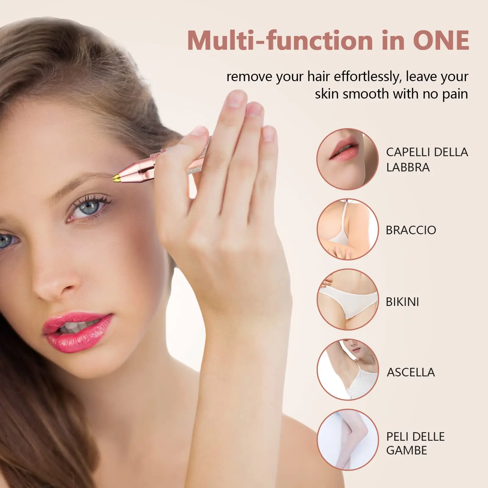 2023 Pink USB2 in 1 Rechargeable Built-in LED Light Trimmer Eye Brow Hair Remover Facial for Women Man Electric Eyebrow Shaver