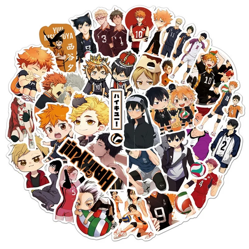 Hot Selling Colorful Japanese Anime Haikyuu!! Waterproof PVC Die Cut Graffiti Sticker Haikyuu!! Decorative Stickers