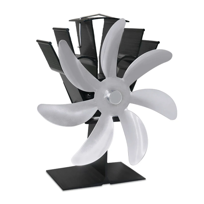 Hot Sell On Amazon Wish Ebay  Heat Powered Stove Fan ECO Wood Burning 7-Blades Black Stove Fan
