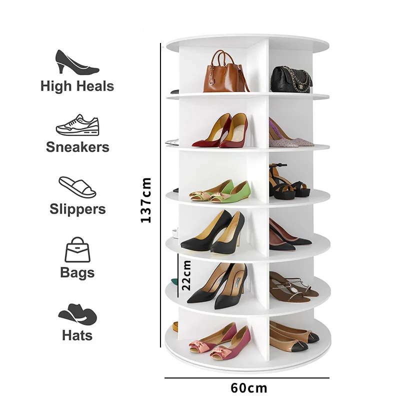 modern 7 Tier 360 Spinning Display rotating shoe rack shoe storage cabinet shoe storage furniture for living room