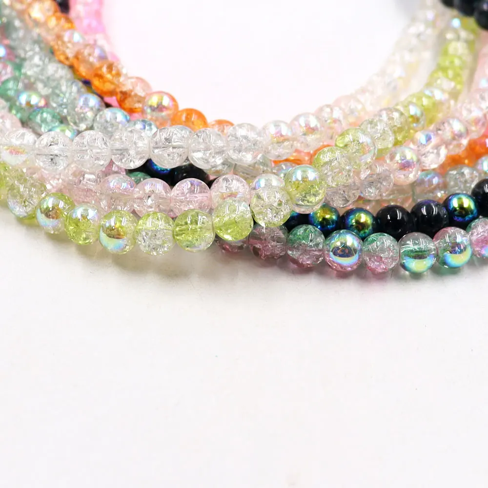 Stock for sale 6mm crackle beads sparkling beads with ab black glass beads for jewelry