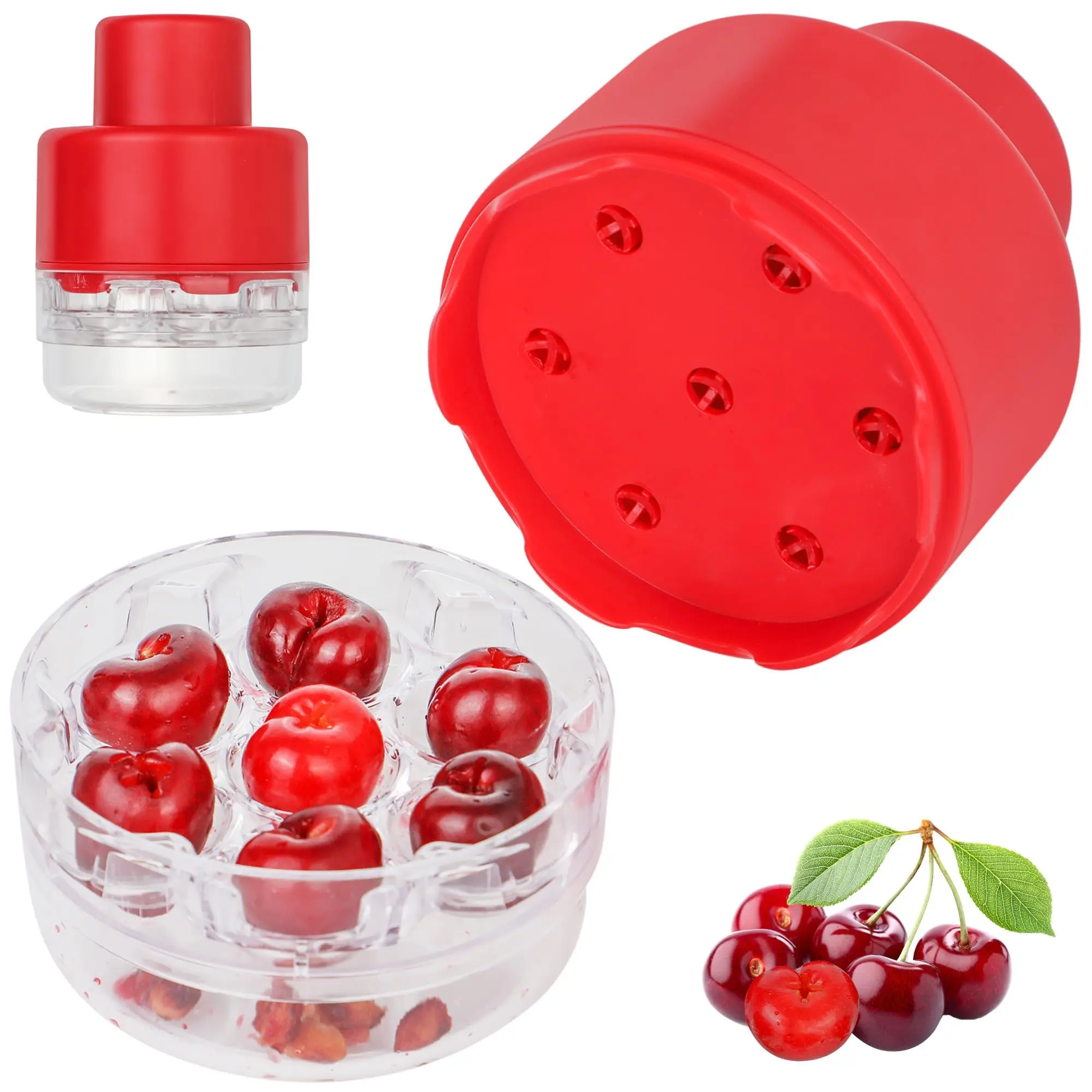 Multifunction Cherries Stoner Corer Seed Remover Tool plastic Cherry Pitter with 7 Holes for Kitchen
