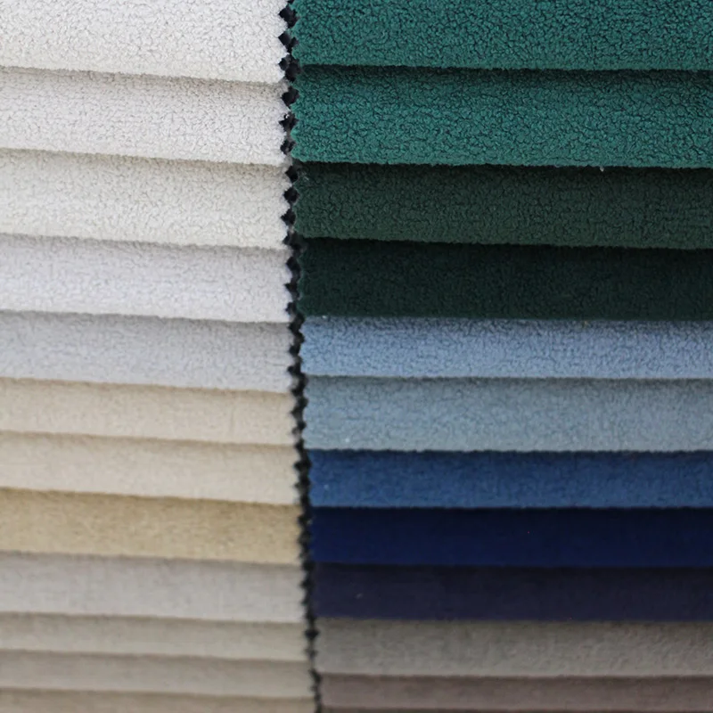 Custom Solid Color Soft Sheep Shearling Knitted Polyester Plush Fabric For Making Soft Toys