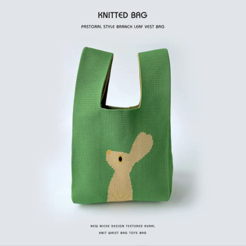 Spot 2024 Instagram Pop Tote Knitwear Tote Women Knitwear Bucket Bag Casual Tote bag shopping business trips Portable daily use