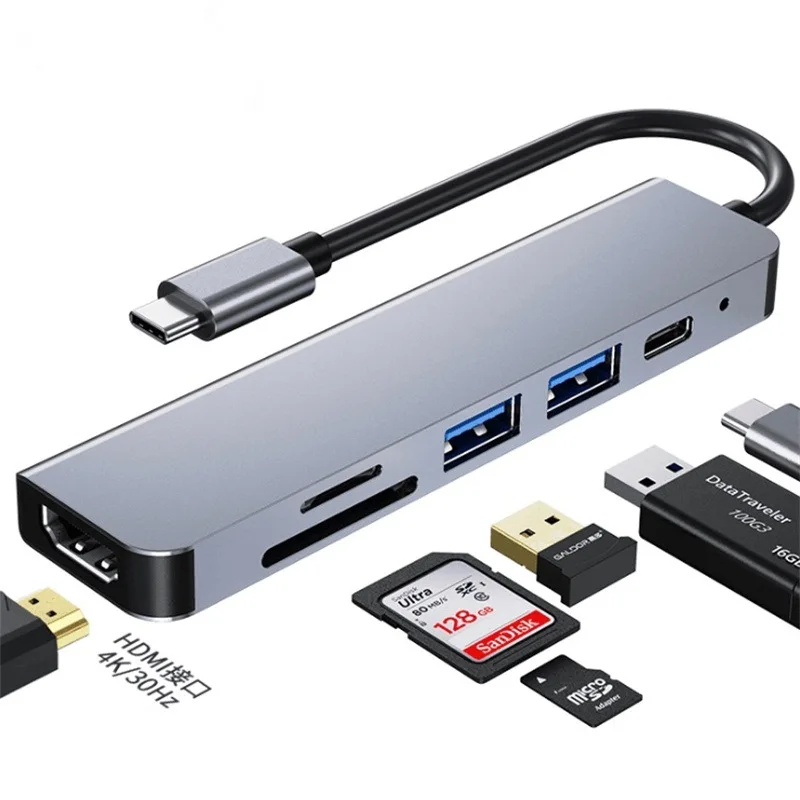 Новый Usb C 4K Combo Multi 6 в 1 Usb 3 0 порт Зарядка Тип C концентратор состояние мобильных устройств настольный компьютер