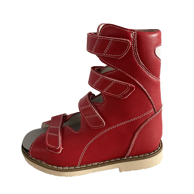 Medical red leather orthopedic hard sole shoes for kids orthopedic shoes baby toddler flat orthopedic cushion shoes for clubfoot