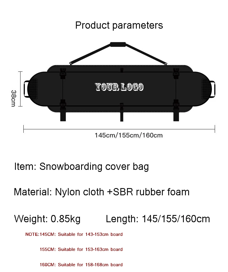 JETSHARK Snowboard bags stretch lastic winter sport water ski storage Protective snowboard cover bag