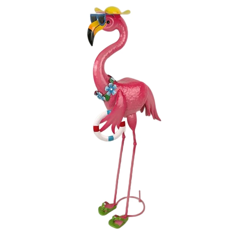 Garden Flamingo Statues and Sculptures Outdoor Metal Bird Yard Art Pink Flamingo Lawn Ornament for Patio Porch Decorations