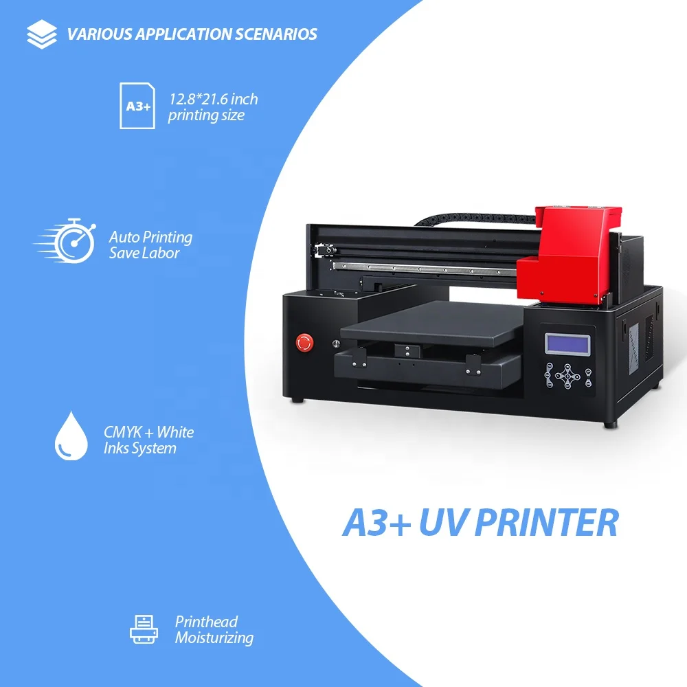 Small A3 Size 6 Color UV Flatbed Printer Mobile Phone Case Printer Phone Cover Printing Machine Inkjet Printer