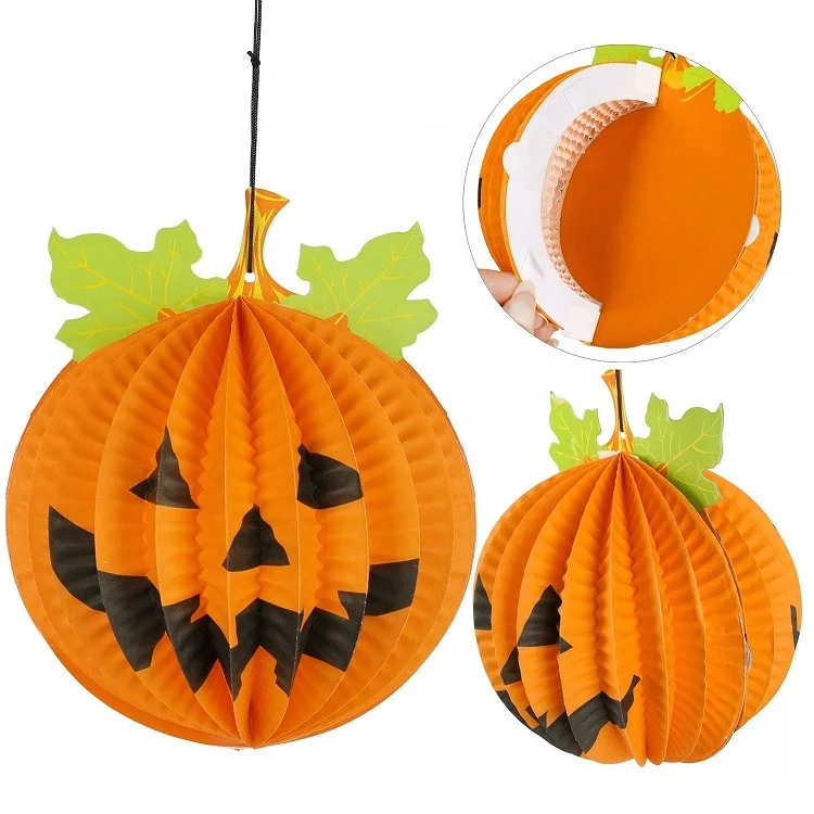 Umiss Paper Halloween Dekoration Bat Pumpkin Honeycomb Pendant Ornaments for Halloween Decoration Haunted House Indoor Outdoor