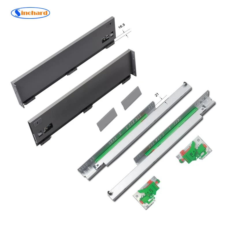 118mm Height Full Extension Soft Close Tandem Box Drawer Guide Double Wall Drawer Slide