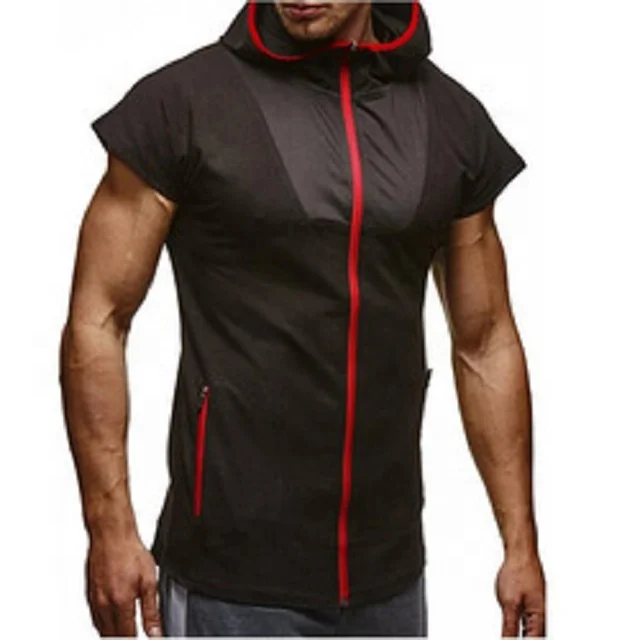 
T shirt With Hoody Casual Hoodie T With Hooded Hat Stylish Men Tee Shirt Clothing Tops Sleeveless Hoodie T shirt 