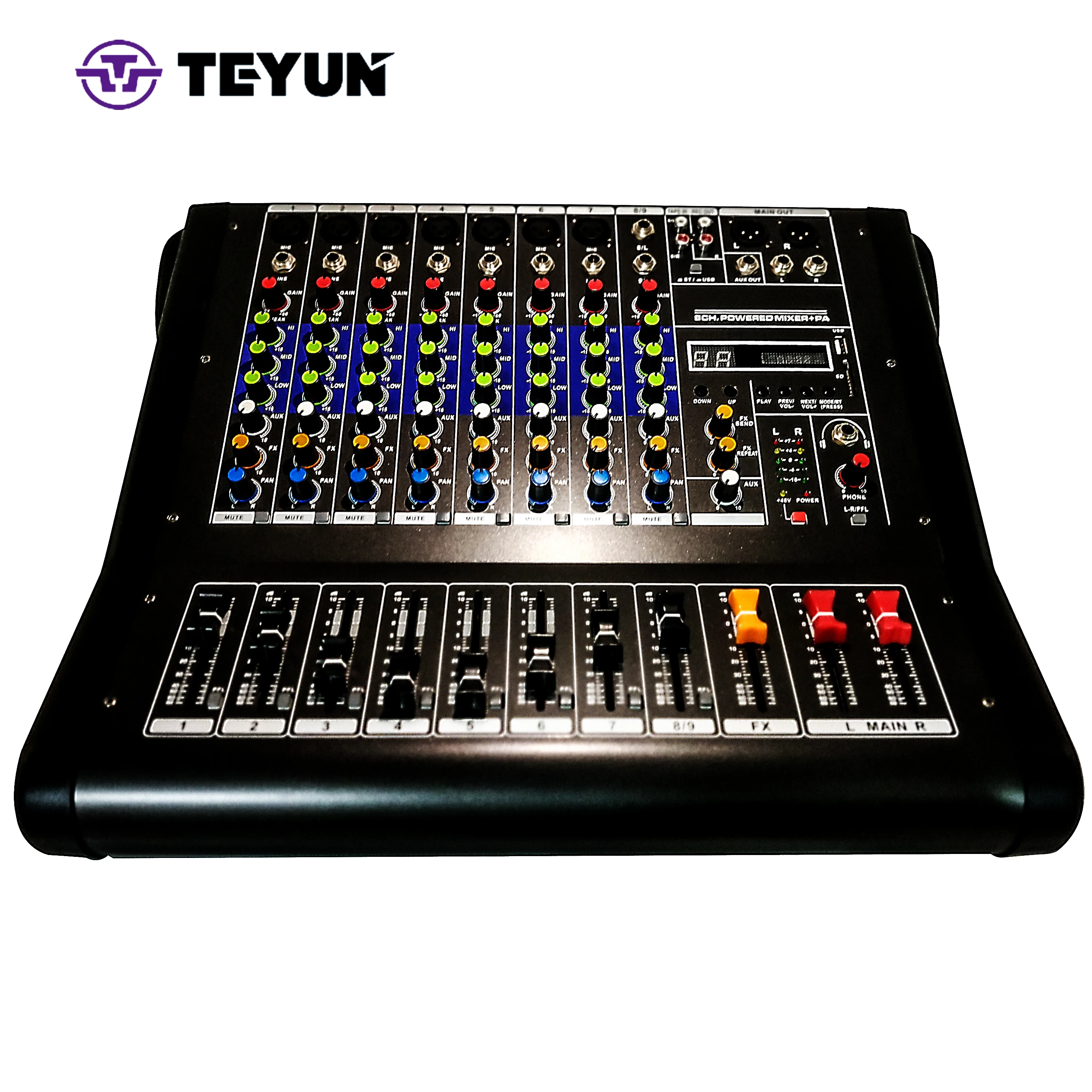 High Quality 8 Channel Professional Digital Audio Mixer with Power Amplifier