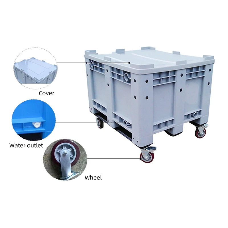 1200*1000 Rigid  Bulk Storage Container Plastic Solid Side Gaylord Pallet Container Crates  Boxes With Lids
