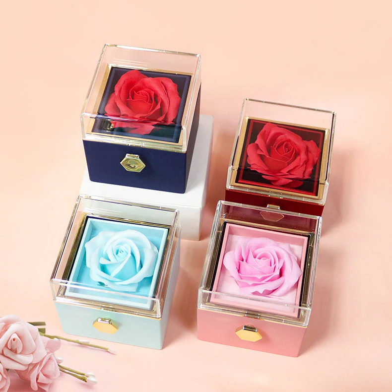 single forever rose ring gift box wedding favor boxes flower for jewelry ring