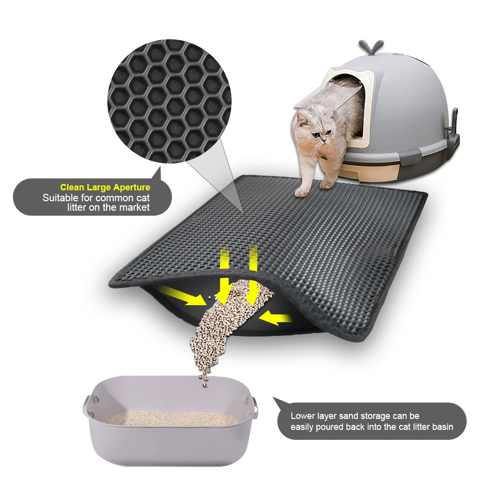 Factory Wholesale Foldable Waterproof Non Slip Honeycomb Double-Layer EVA Pet Cat Litter Trapping Mat