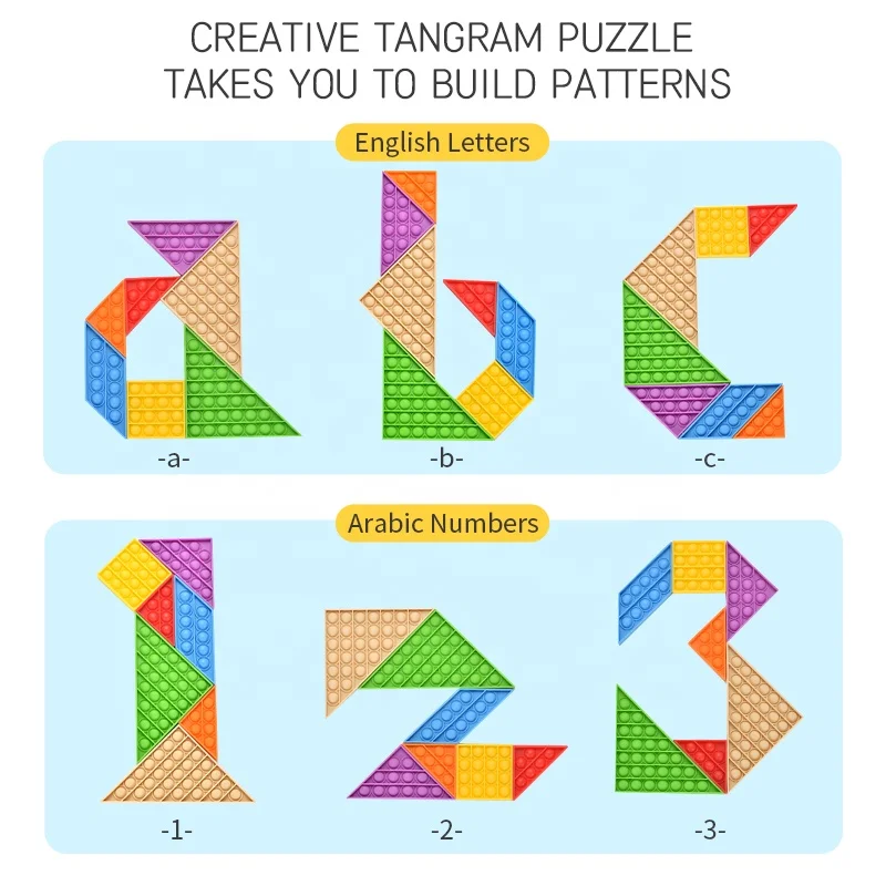 New Design Hotsale Pressing Silicone Tangram Puzzle Games for Children