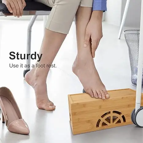 Factory Supply Home Wooden Magnetic Large & Small Bamboo Cord Organizer Cable Management Box  To Hide Wires