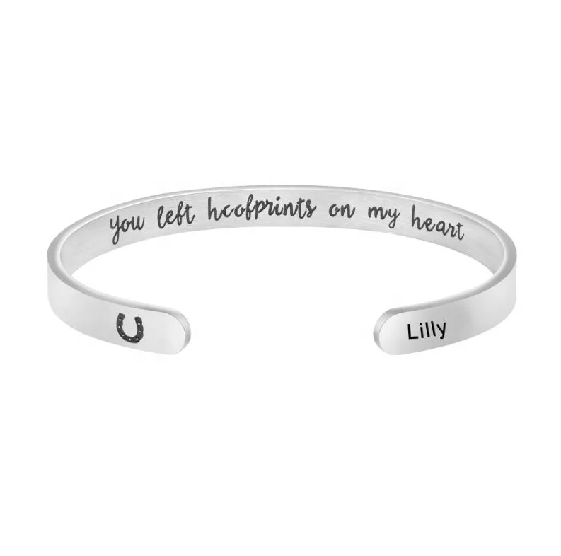 
Joycuff 316L Stainless Steel Silver Memory Horse Shoe Open Cuff Bracelet Unisex 