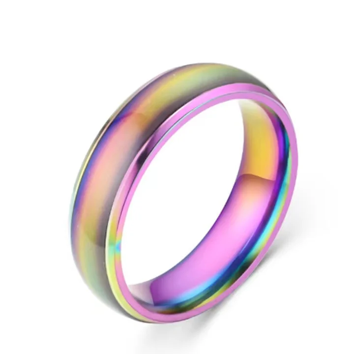 Hot new thermochromic stainless steel smart ring Mood color changing jewelry engagement party gift fashion ring