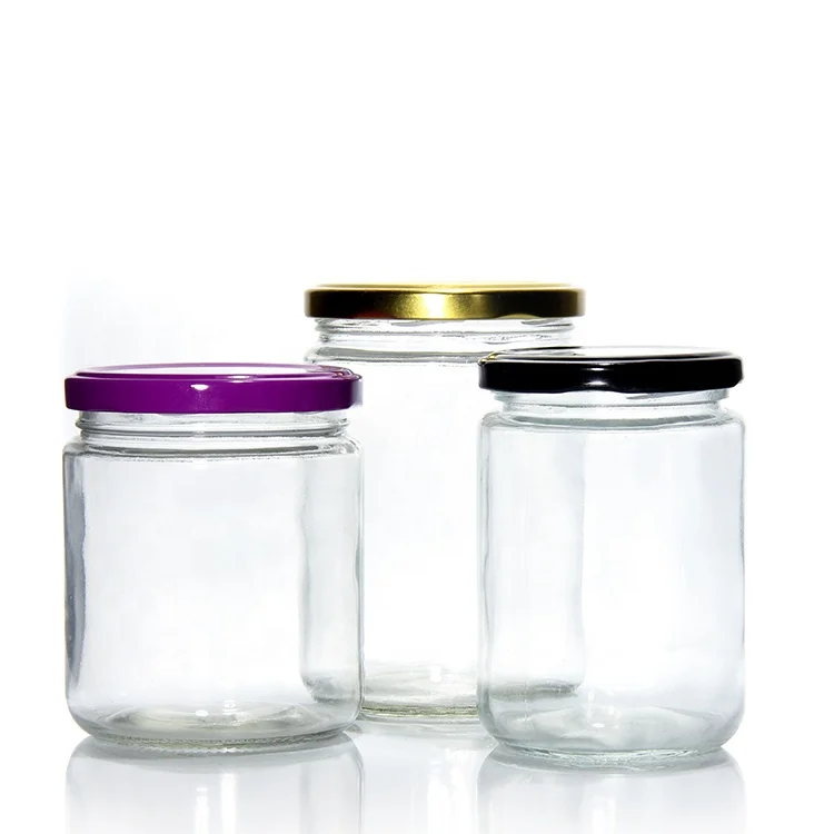 Factory Produced Wide Mouth Round Glass Honey Jar With Screw Metal Lid