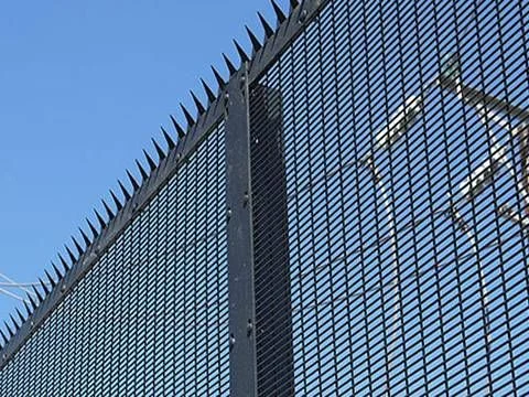 Custom Welded Wire Mesh Fence with Barbed Wire 358 Anti-climbing Fence with Anti-climbing Spikes