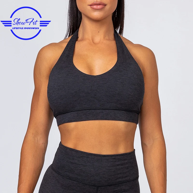 Wholesale custom womens open back scoop neck plus size sports bra