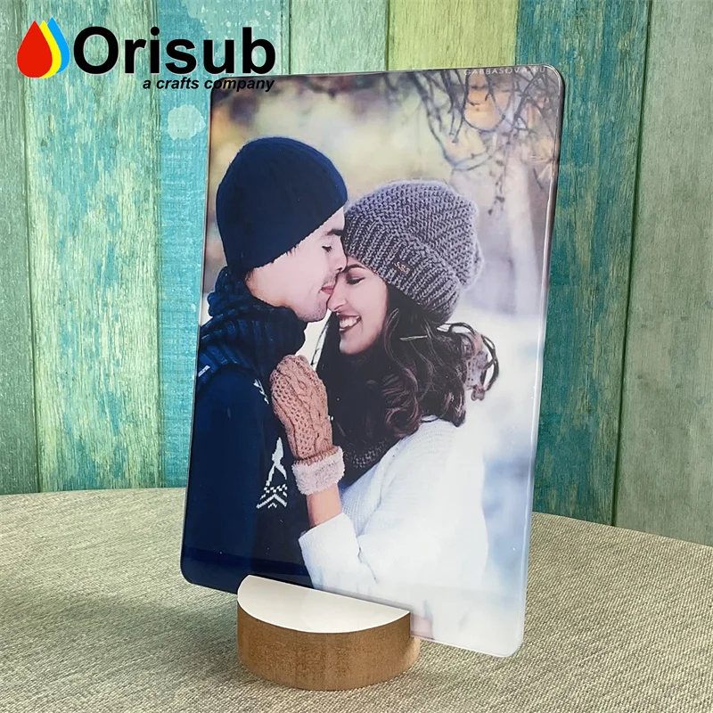 5x7 inch rectangular personalized acrylic photo panel sublimation clear white acrylic photo plaque with round edges