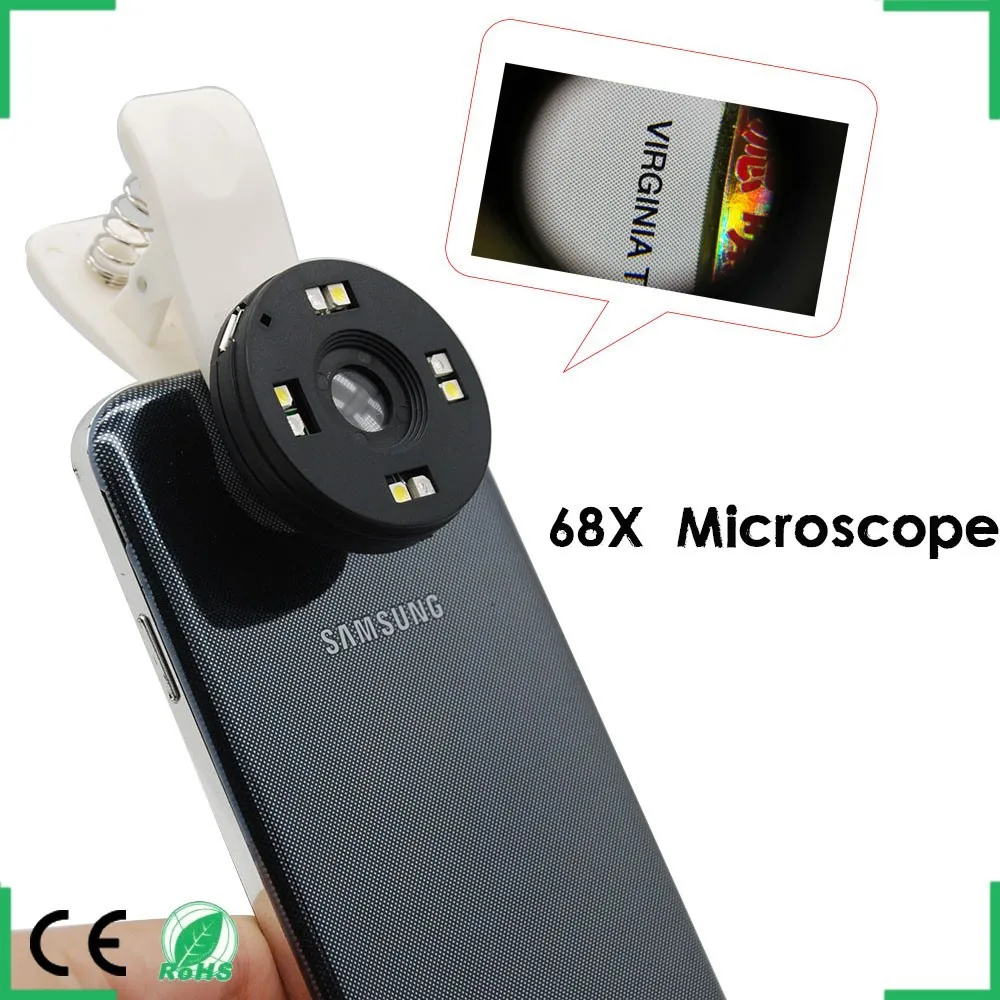 Optical Zoom Phone Lens Tablet Microscope LED Telescope Lens Universal Clip