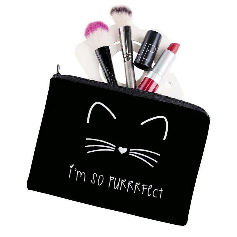 
Black Polyester Lined Makeup Bag Eyebrow Cosmetic Zipper Pouch Bag 
