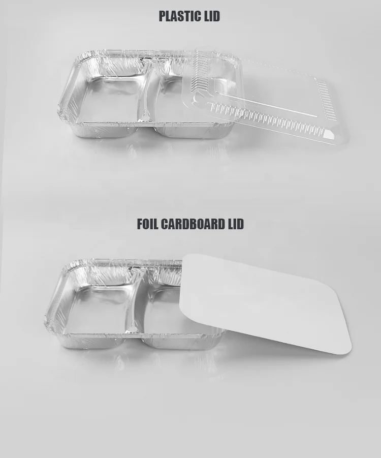 China Manufacturer 810ml 2 Compartment Aluminum Foil Tray/Container