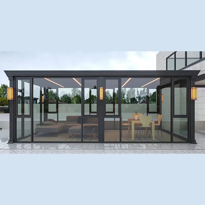 American Modern Style Villa Garden Aluminium Curved Glass Sun Room