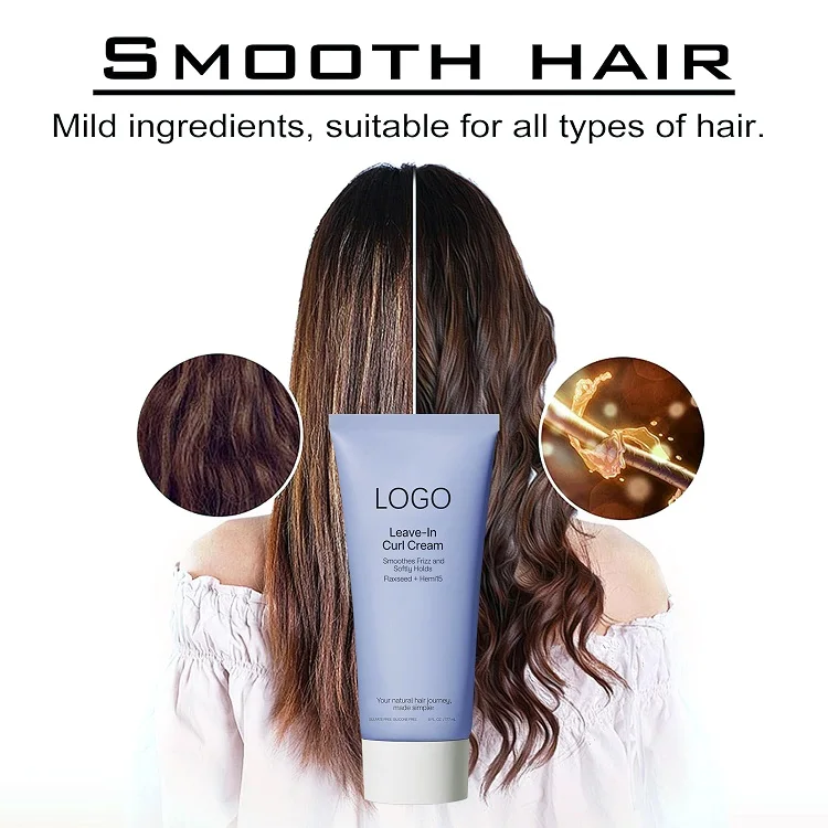 Private Label Organic Anti Frizz Smoothing Hair Styling Curling Cream Leave-In Bouncy Curls Defining Cream