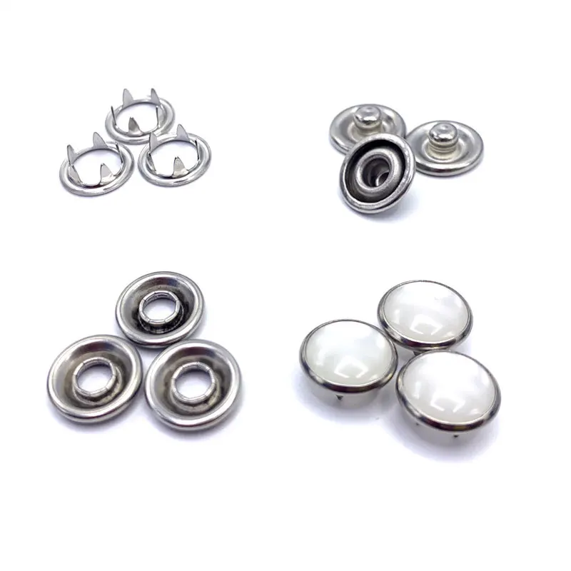 Custom Logo Colors Metal Copper Alloy Snap Button  Pearl Prong Ring Snap Design Button For Cloth Accessories