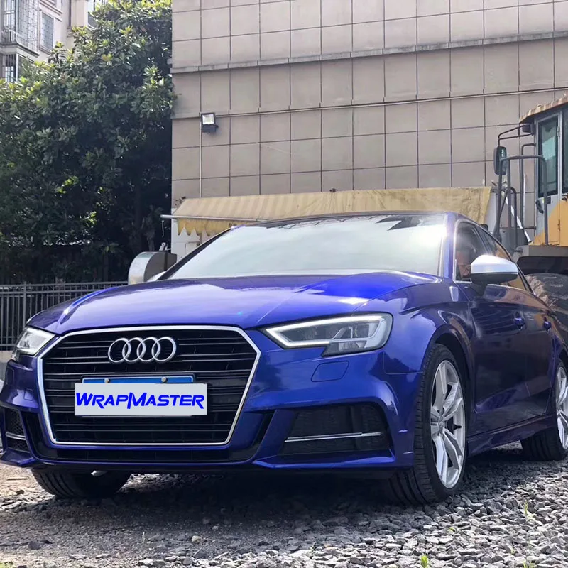 TSAUTOP Free shipping to USA 1.52*18M Super Glossy Metallic Blue Berry Car Wrap Auto Vinyl Wrap