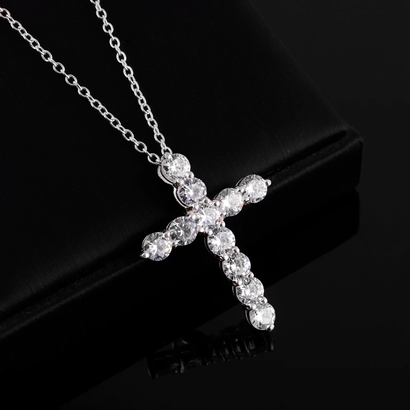 GBP Christian Jesus Cross Religious Pendant Necklace Jewelry Delivery Silver White Zircon