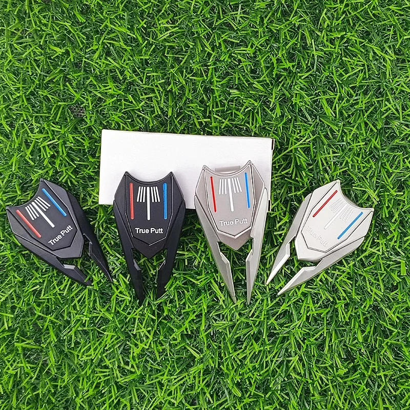 35.5x74x5.7mm and 35.5x64x5.7mm pich fork divot repair tool True Putt with Red, white and blue removable golf ball marker