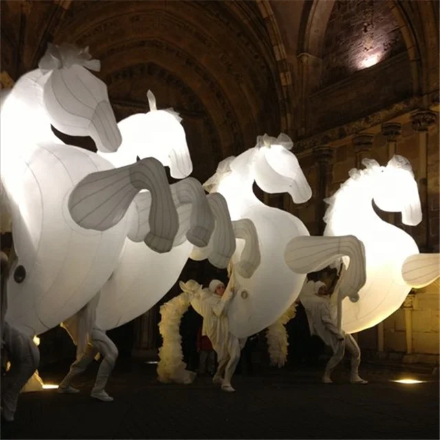 
festival party props wedding theme activity illuminates walking performance white inflatable unicorn horse costume  (60749290064)