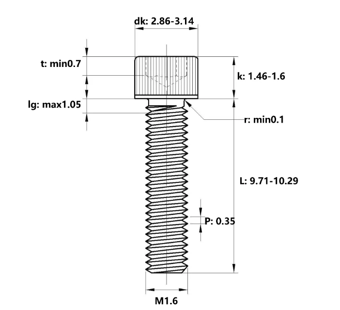 Black Hexagon Socket Head Cap Screws Grade Stainless Steel SCM435 DIN912 M1.6 * 10 12.9 6/32 3/8 Black Machine Screws Metric