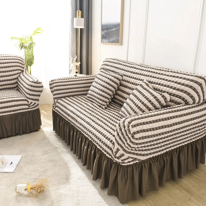High quality protective luxury jacquard polyester strech double seat sofa cover couch