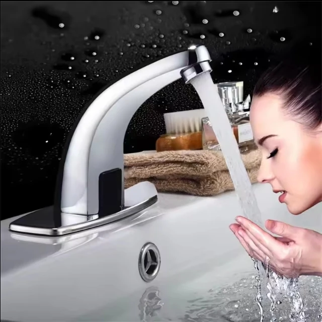 Factory Wholesale Smart Sensor Faucet Wall-Mounted Automatic Water Outlet Brass Single Public Places Basins Shopping Malls