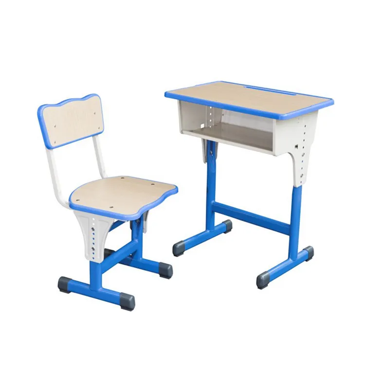 Height adjustable plastic seat school desk and chair set student furniture